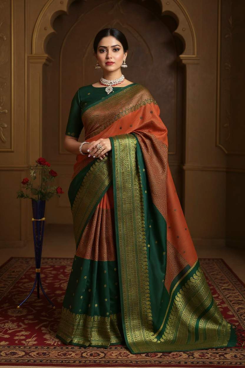 Kalyani Cotton With Gold Jari Silk Saree