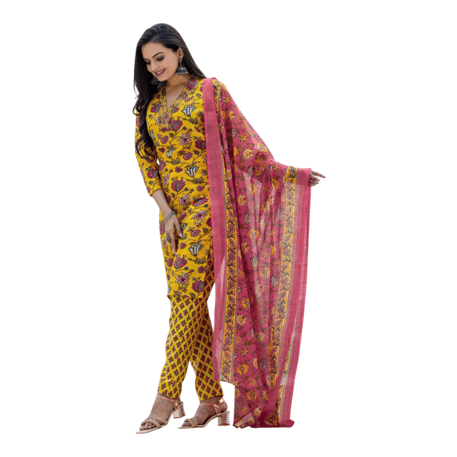 Fully Stiched Rayon Kurti Pant Dupatta - Image 2