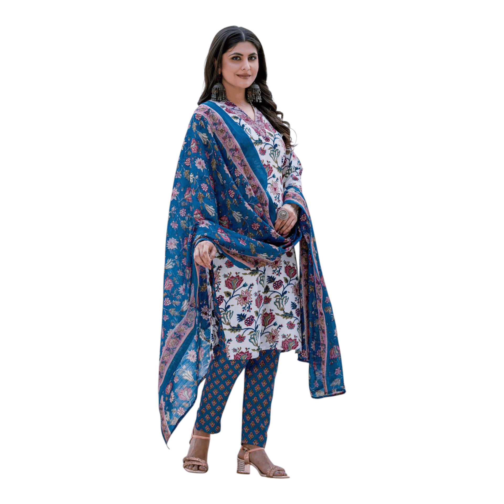 Fully Stiched Rayon Kurti Pant Dupatta - Image 4