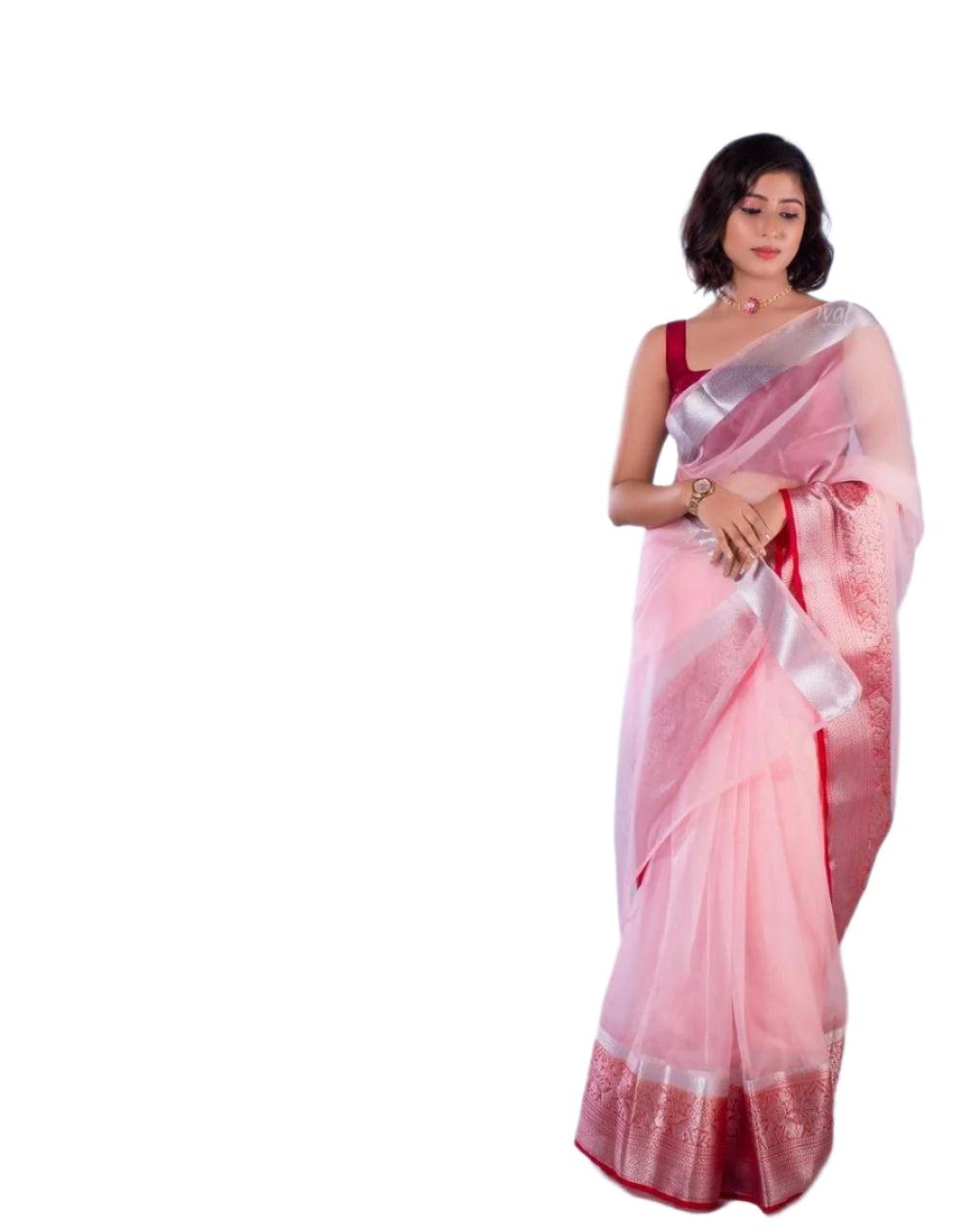 Exclusive Solid Naylon Organza Saree - Image 2