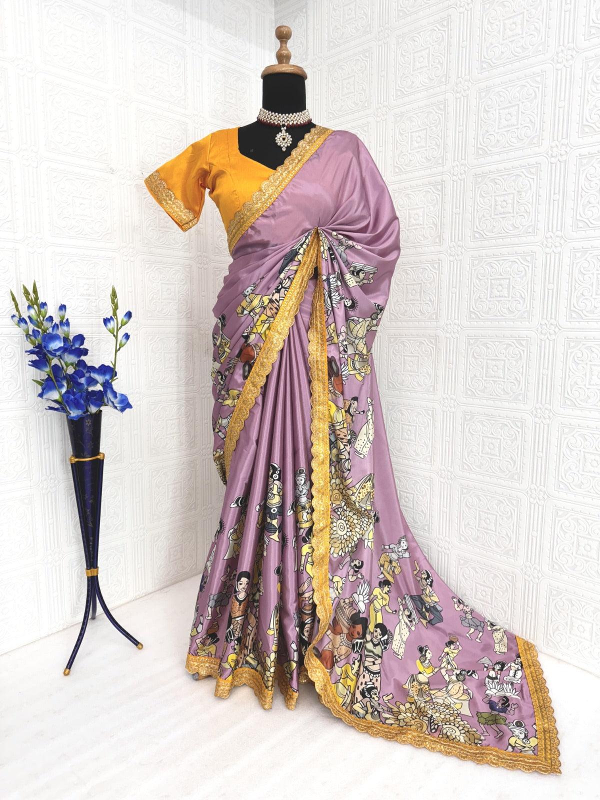 Print Dola Silk Saree With Stitched Blouse - Image 2