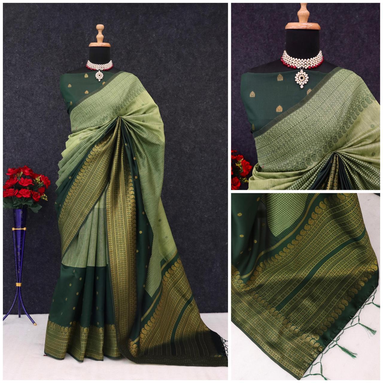 Kalyani Cotton With Gold Jari Silk Saree - Image 28