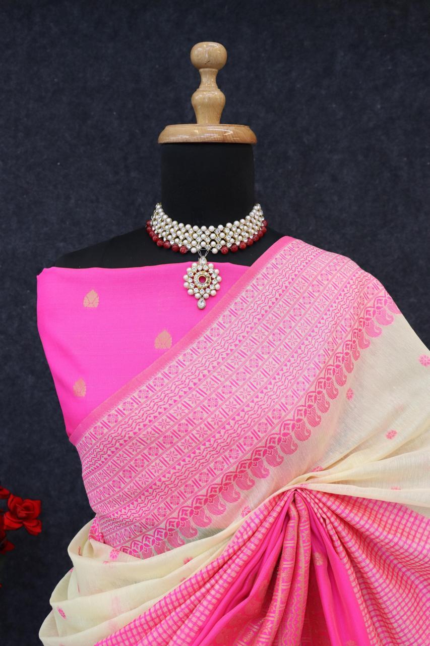 Kalyani Cotton With Gold Jari Silk Saree - Image 12