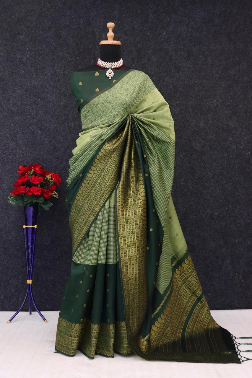 Kalyani Cotton With Gold Jari Silk Saree - Image 26
