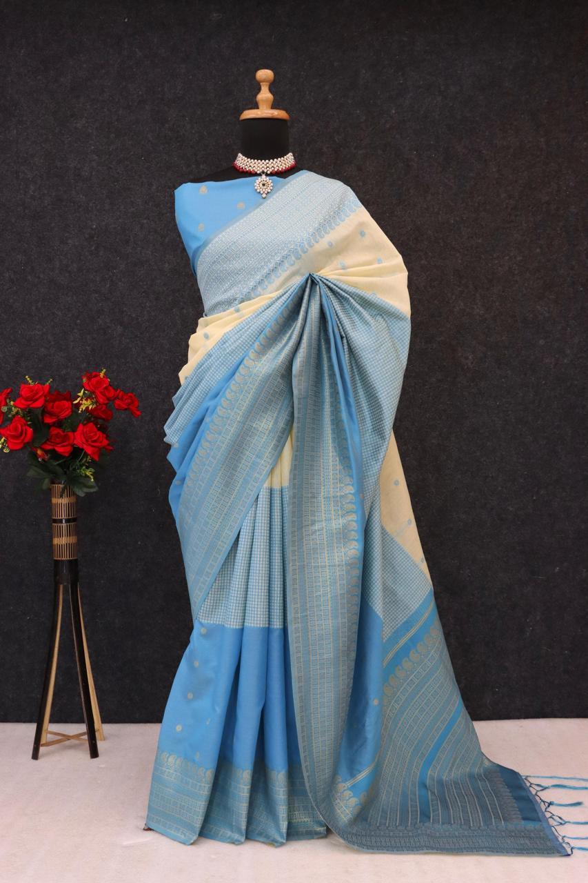 Kalyani Cotton With Gold Jari Silk Saree - Image 27