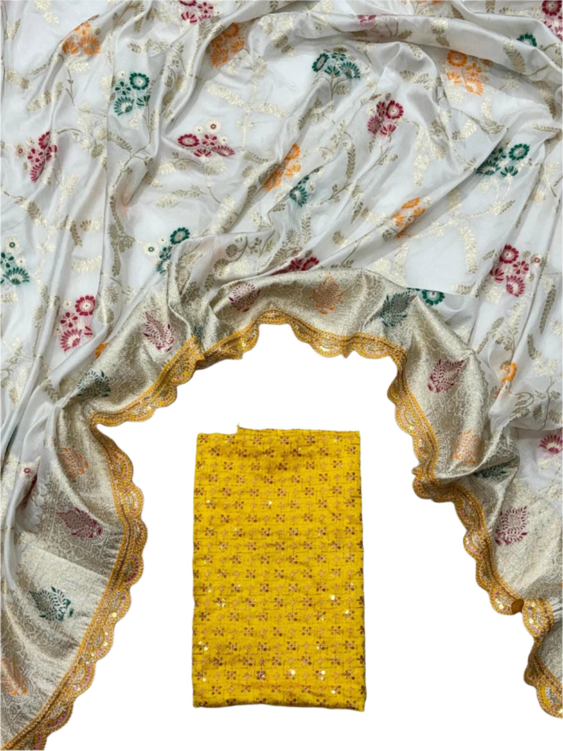 Dola Silk Saree With Embroidery Lace - Image 3
