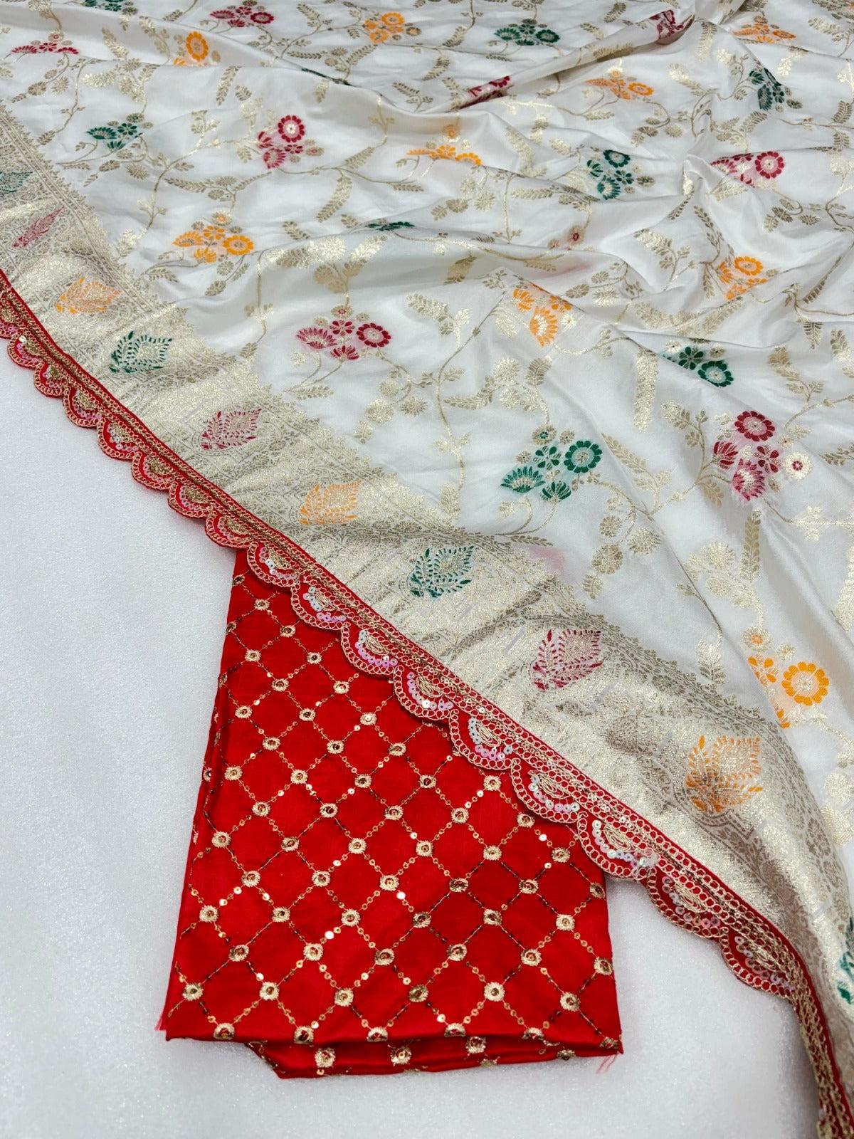 Dola Silk Saree With Embroidery Lace - Image 2