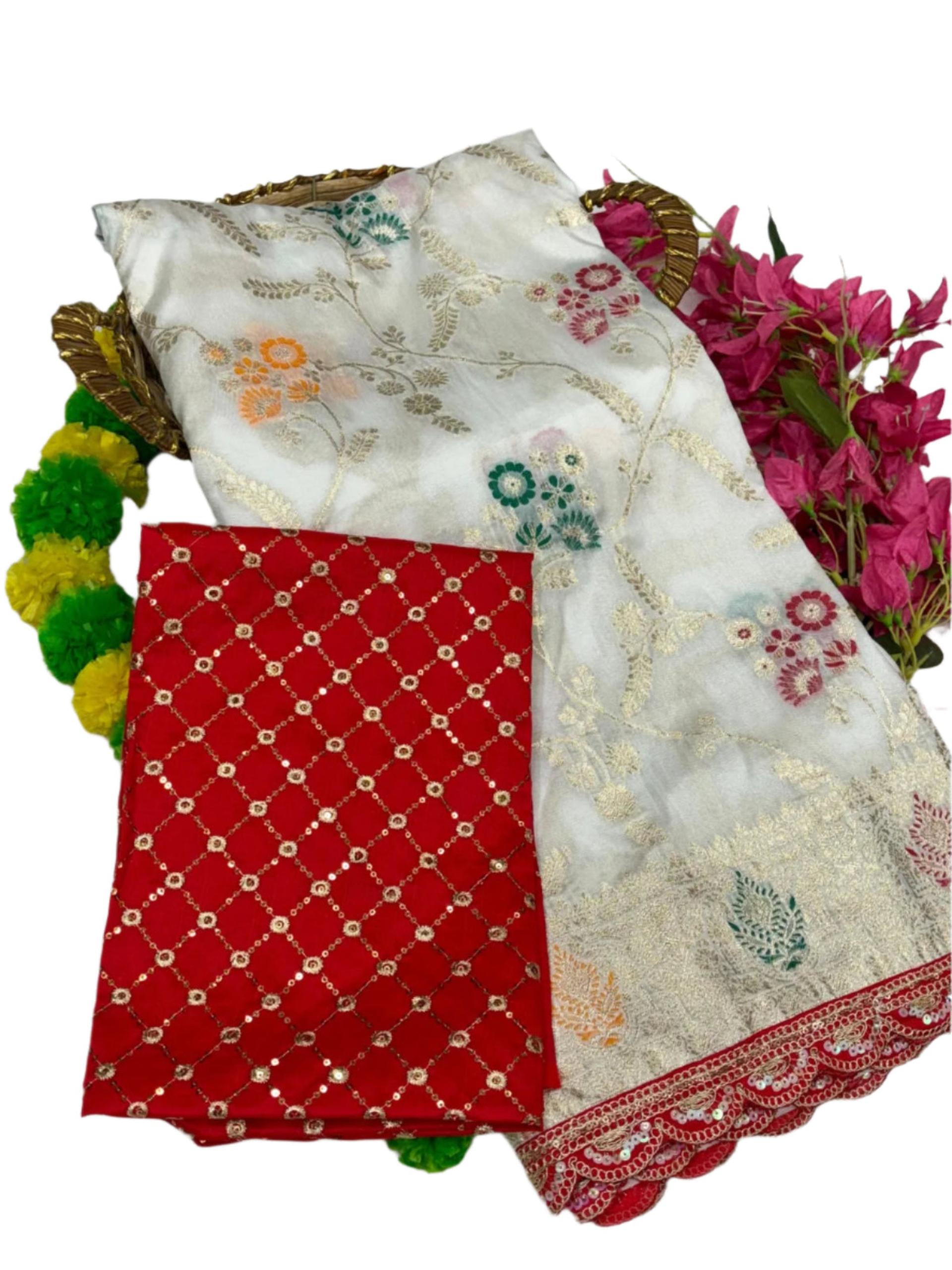 Dola Silk Saree With Embroidery Lace