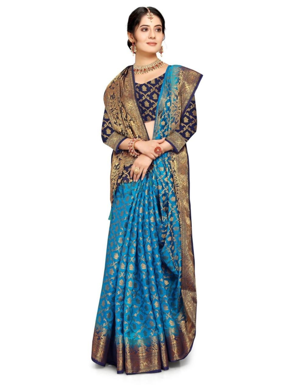 Self Design Patola Cotton Silk Sarees - Image 12