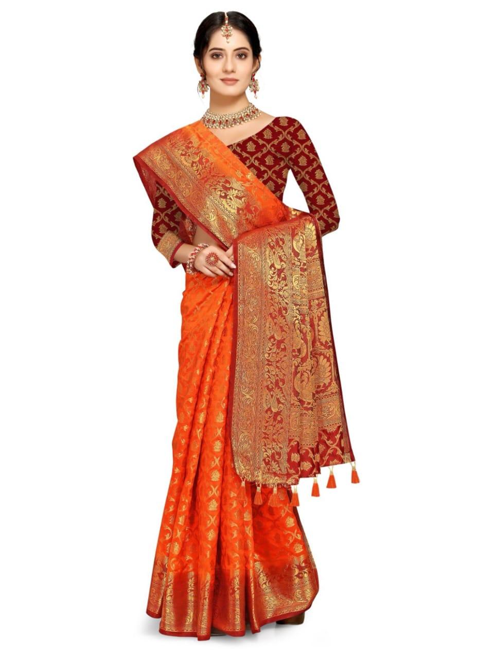 Self Design Patola Cotton Silk Sarees - Image 6