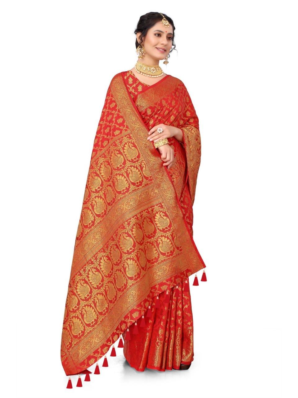 Self Design Patola Cotton Silk Sarees - Image 8