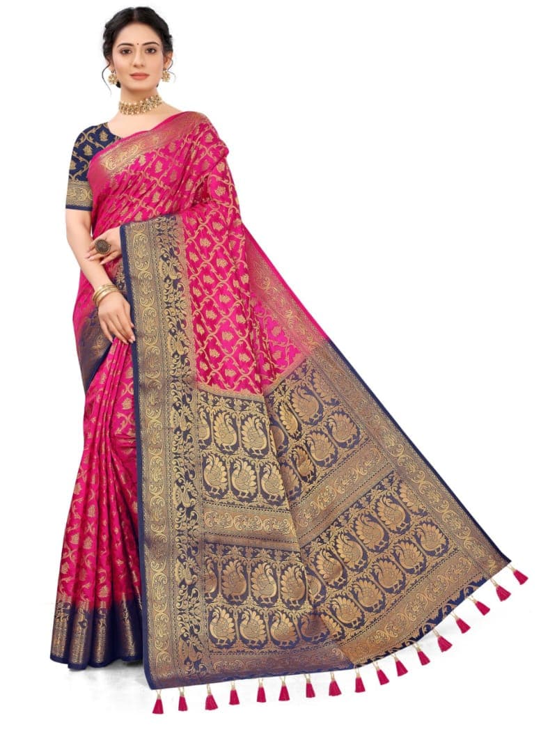 Self Design Patola Cotton Silk Sarees - Image 7