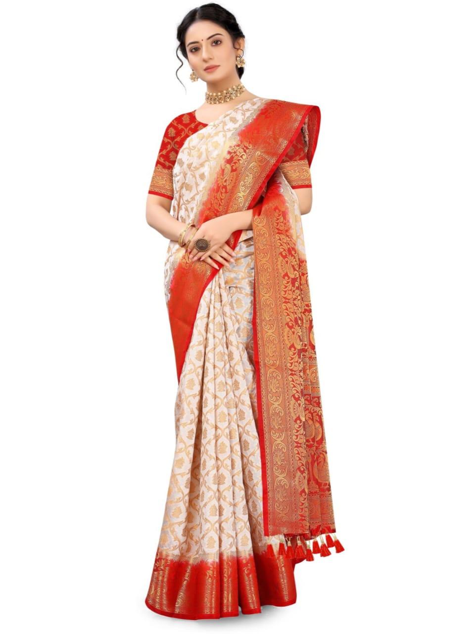 Self Design Patola Cotton Silk Sarees - Image 11