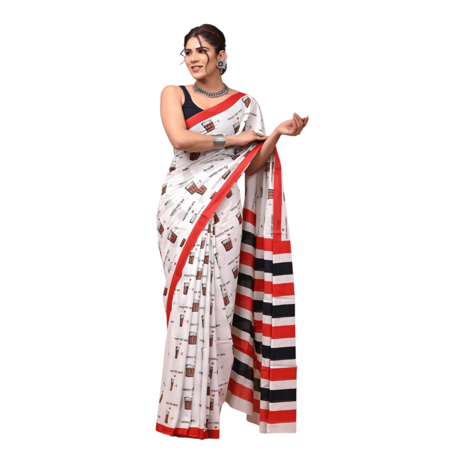 Cotton Mulmul Sarees With Blouse Piece - Image 7