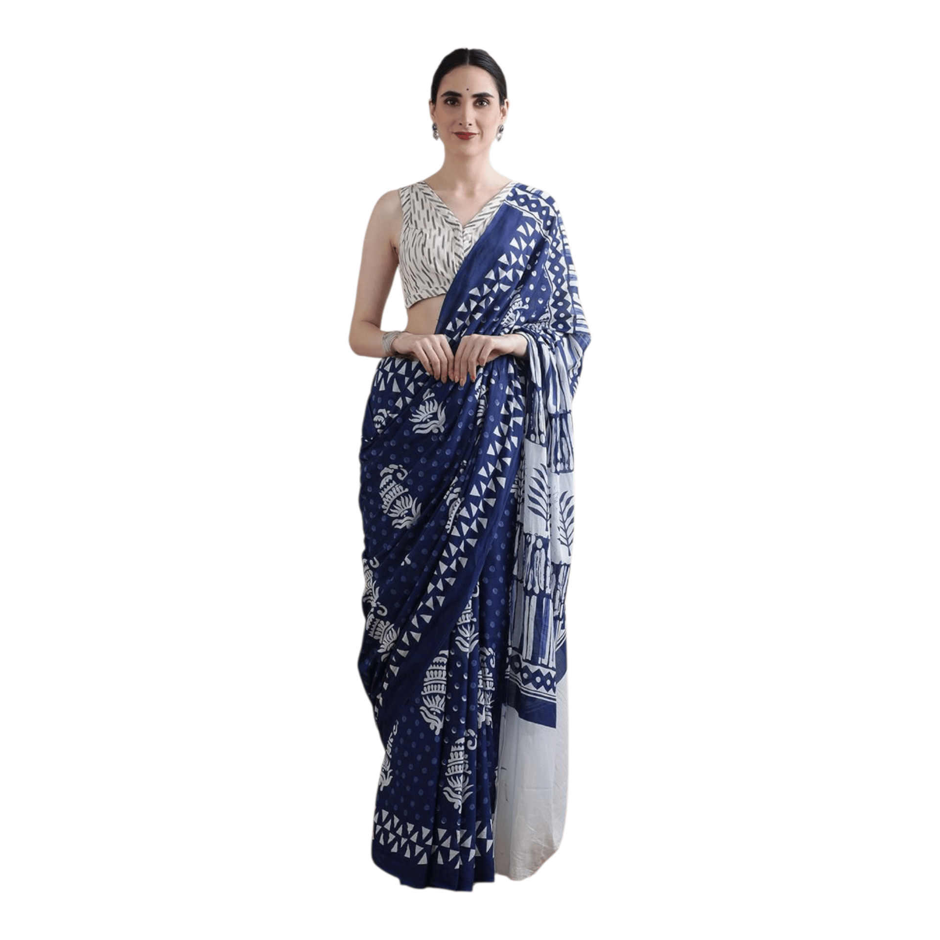 Cotton Mulmul Sarees With Blouse Piece - Image 12