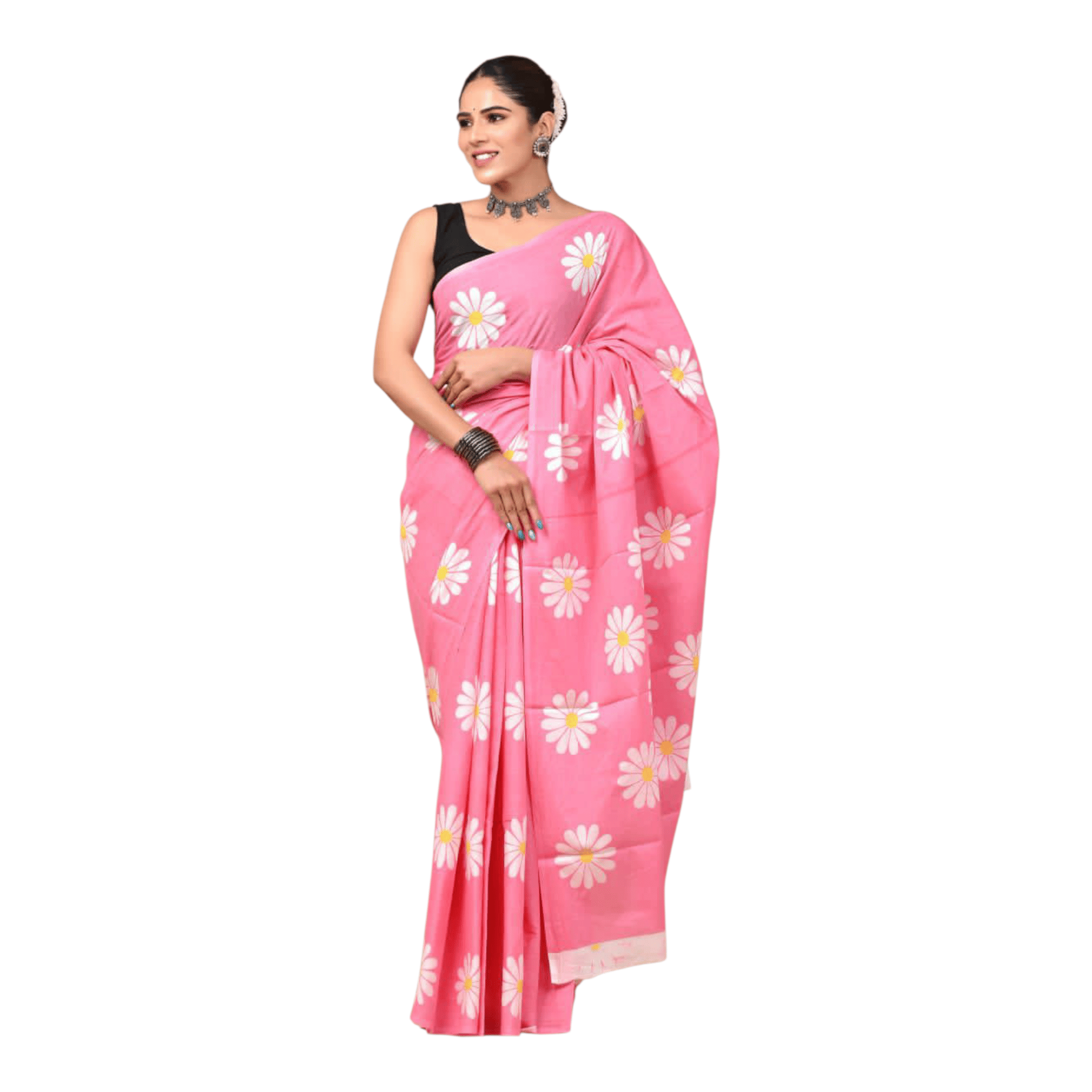 Cotton Mulmul Sarees With Blouse Piece - Image 2
