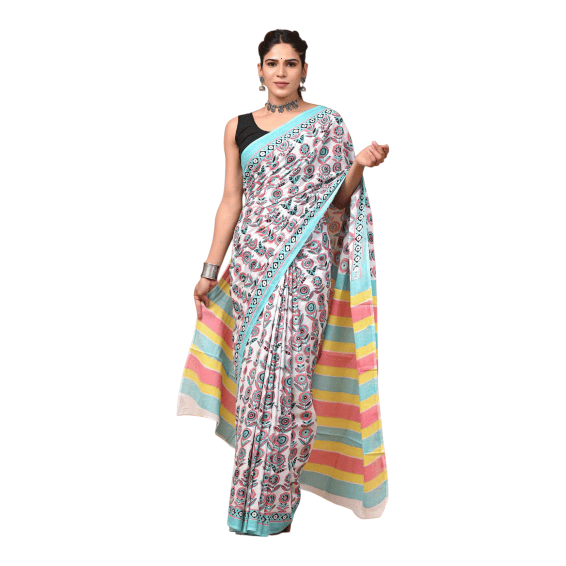 Cotton Mulmul Sarees With Blouse Piece - Image 22