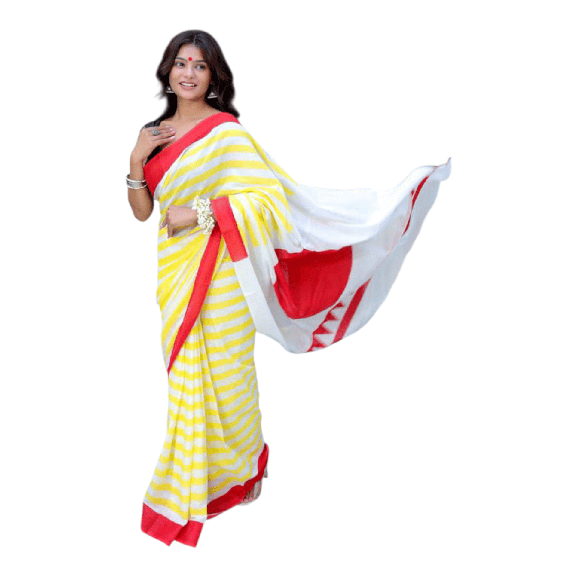 Cotton Mulmul Sarees With Blouse Piece - Image 6
