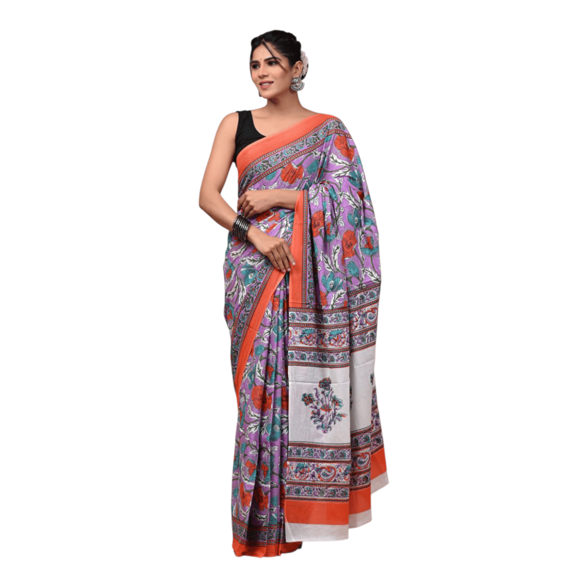 Cotton Mulmul Sarees With Blouse Piece - Image 16