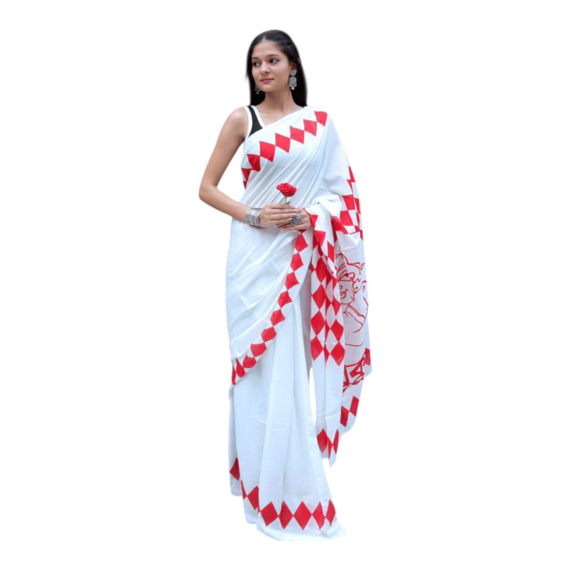 Cotton Mulmul Sarees With Blouse Piece - Image 3