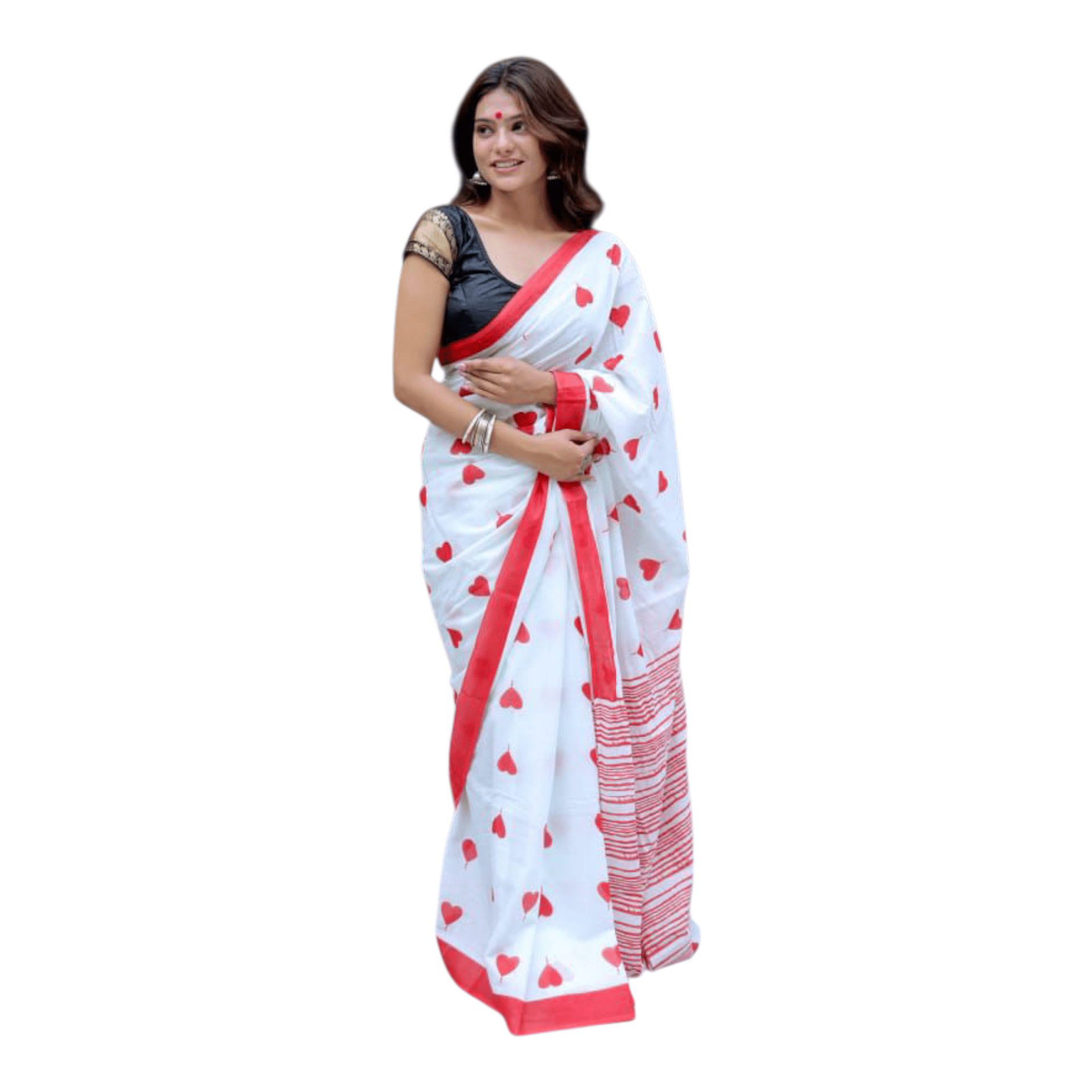 Cotton Mulmul Sarees With Blouse Piece - Image 5