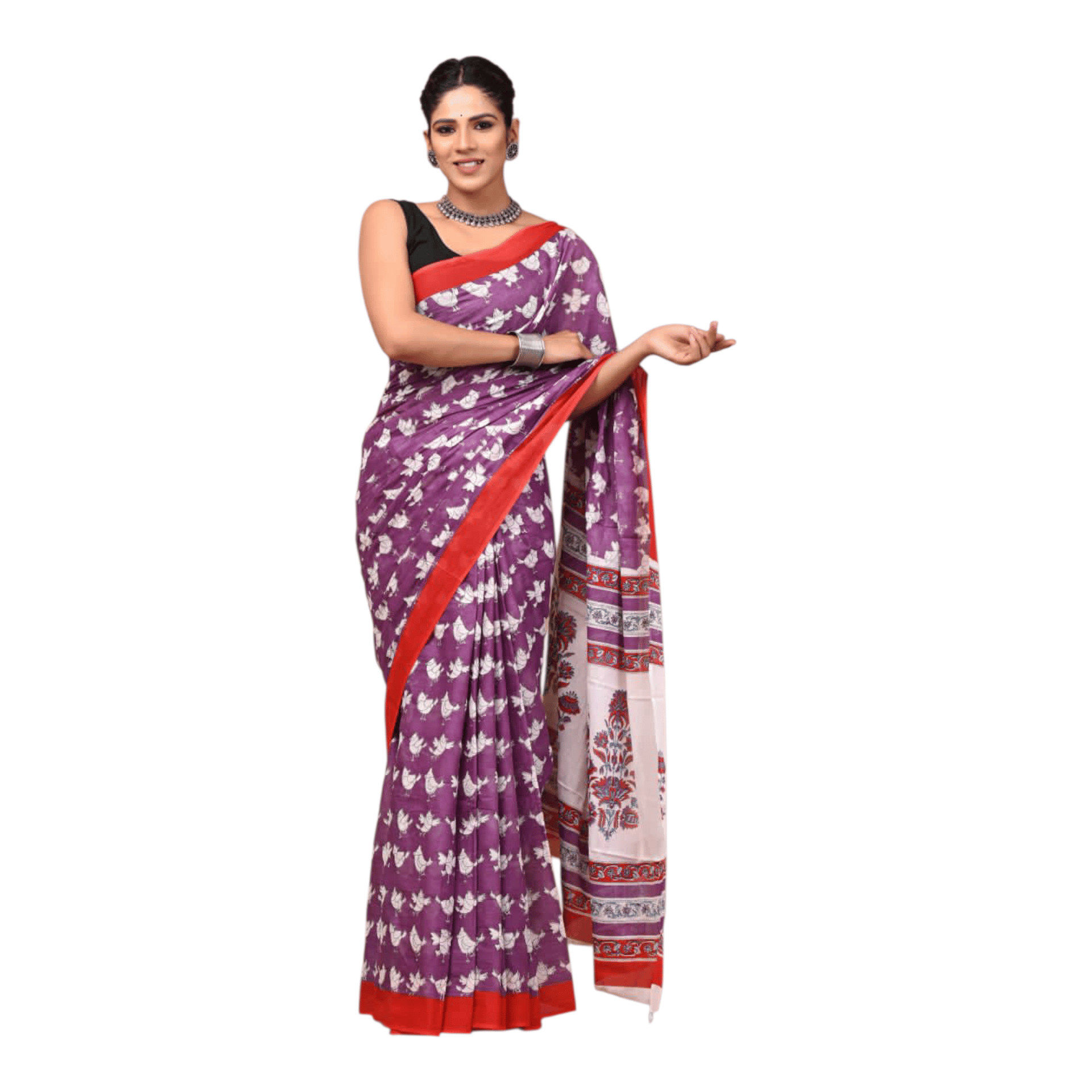 Cotton Mulmul Sarees With Blouse Piece - Image 11