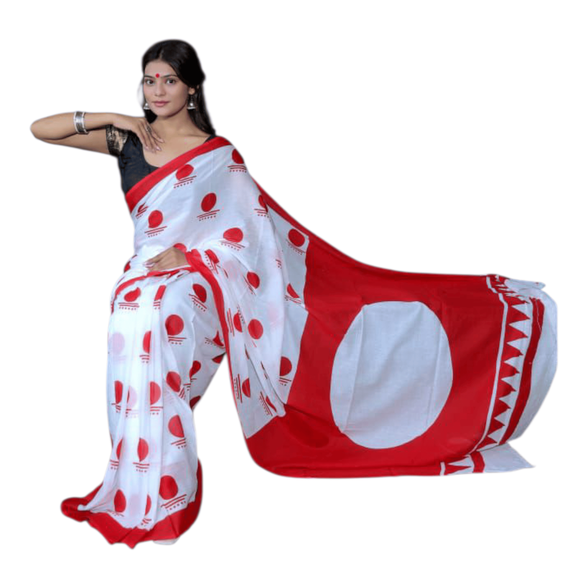 Cotton Mulmul Sarees With Blouse Piece - Image 8