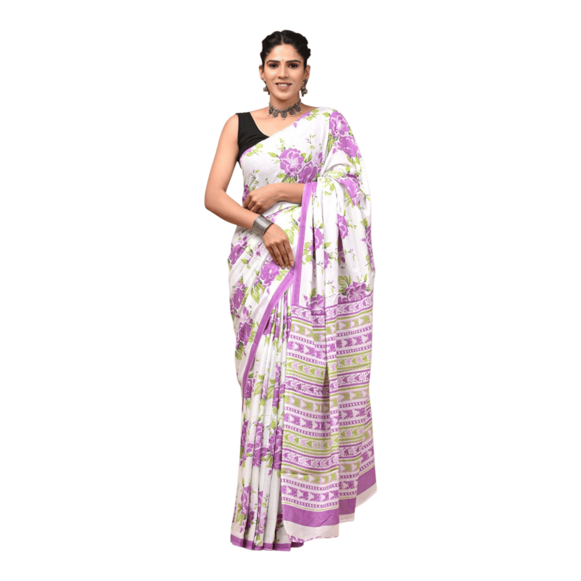 Cotton Mulmul Sarees With Blouse Piece - Image 24