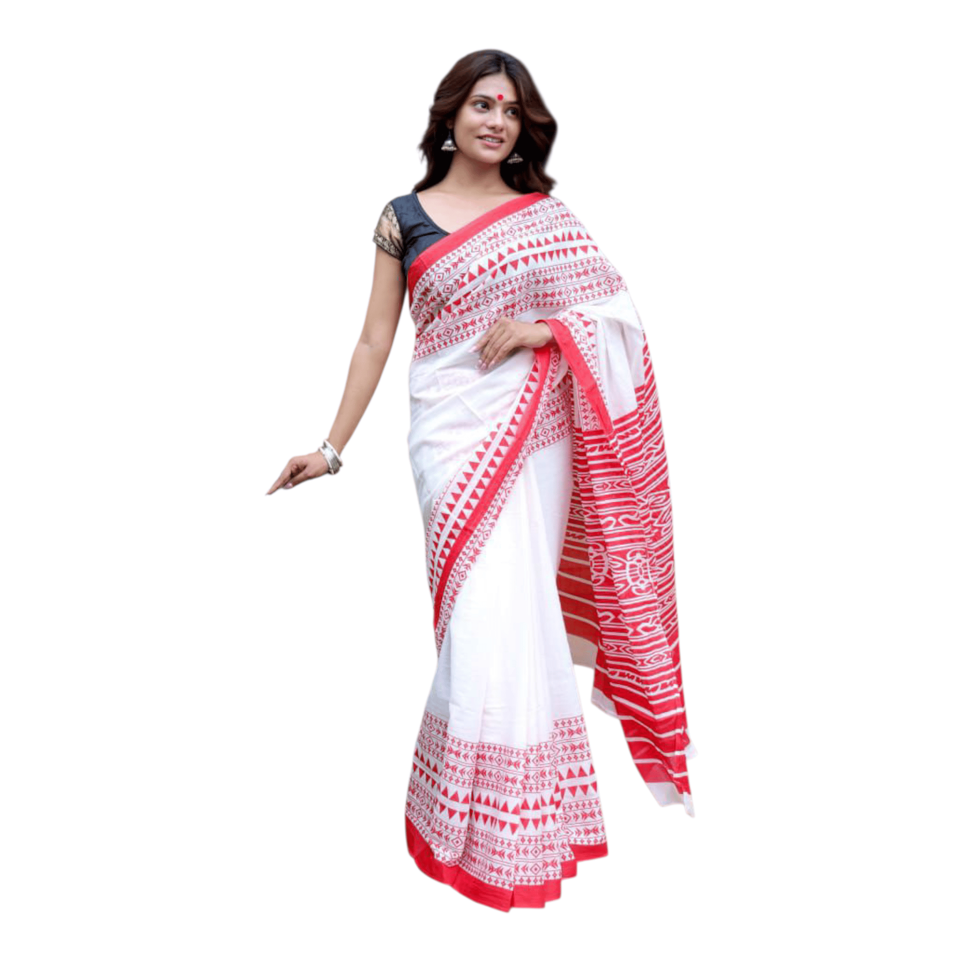 Cotton Mulmul Sarees With Blouse Piece - Image 41
