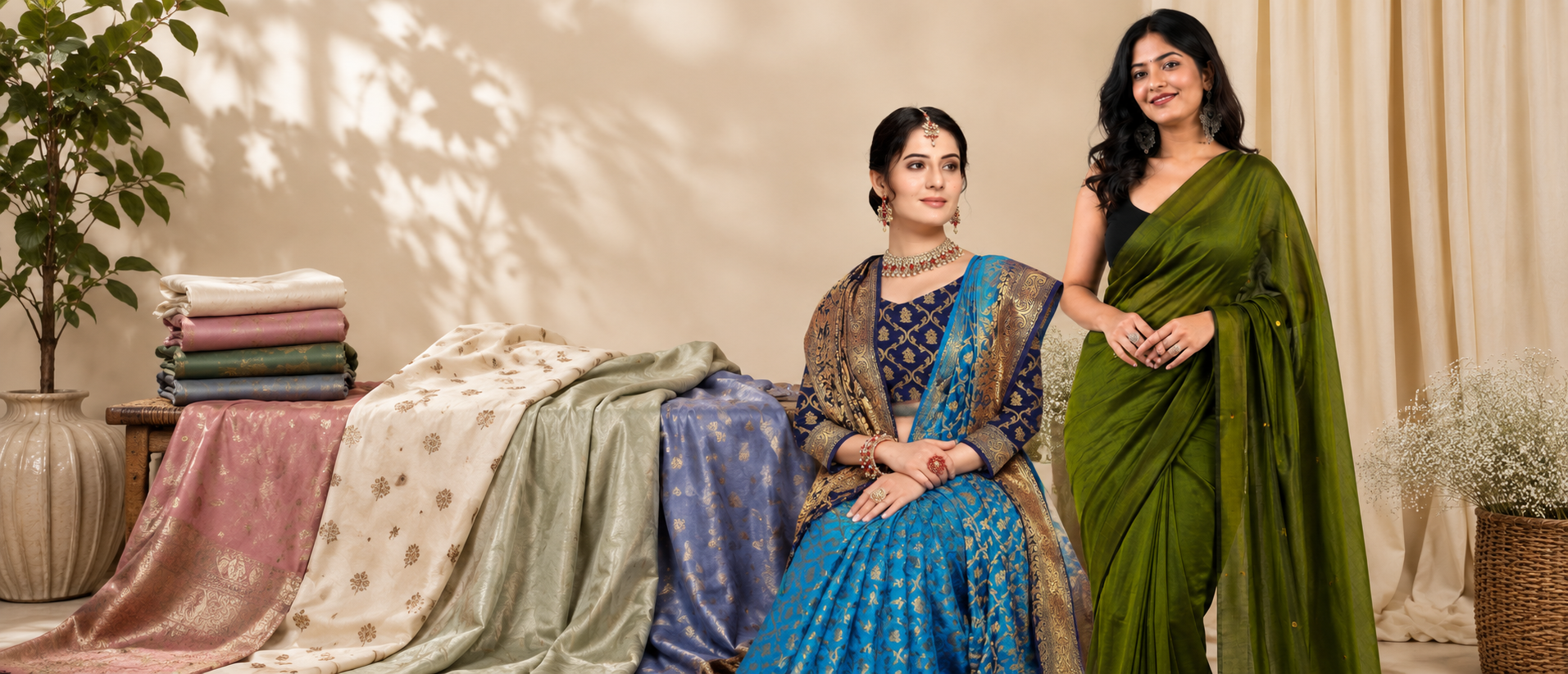 For She handloom saree in a premium fabric, draped elegantly
