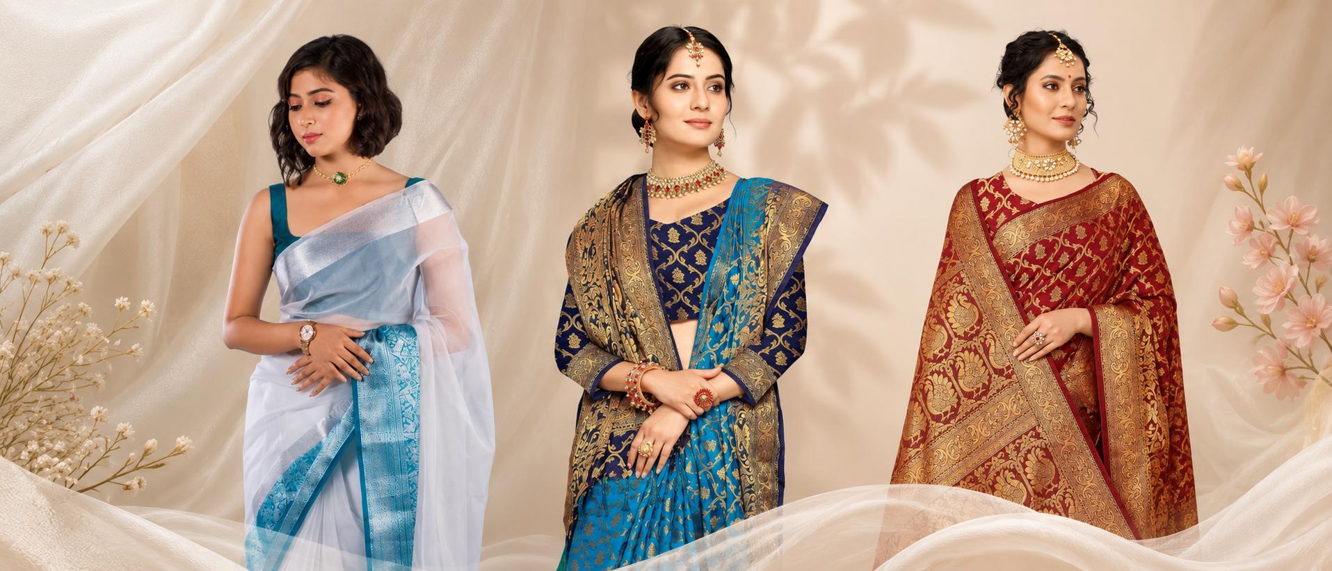 For She saree draped elegantly, illustrating easy saree draping styles for every occasion